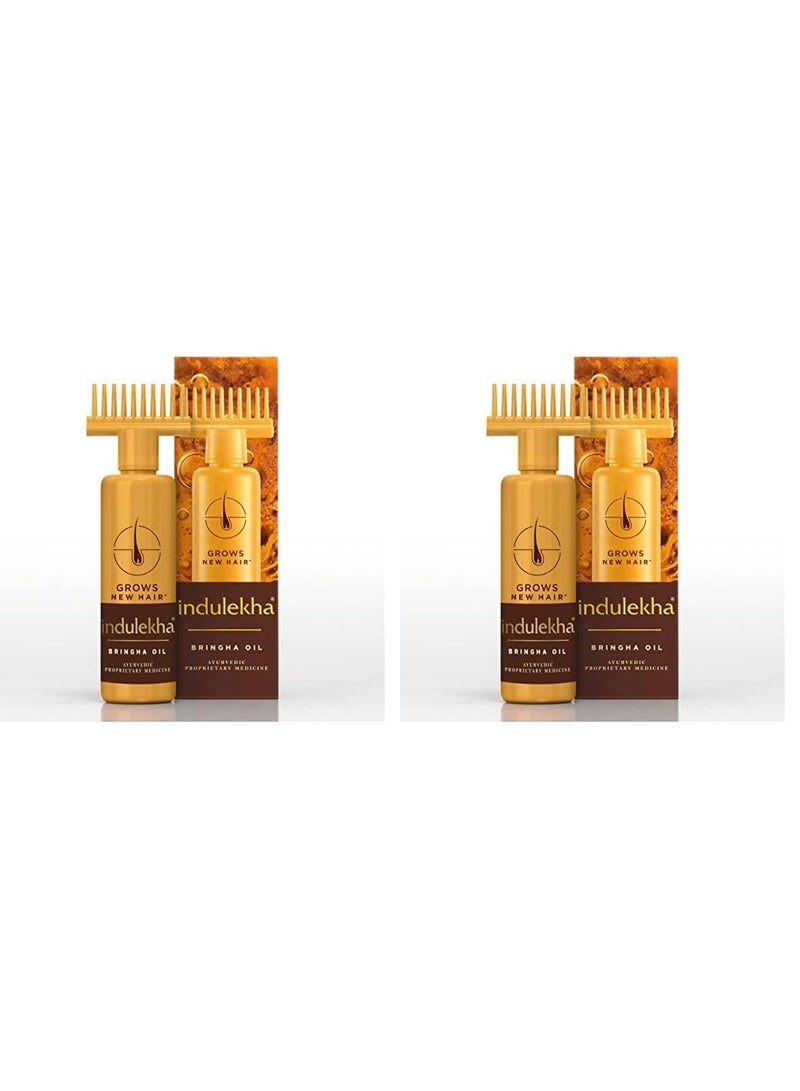 إندوليكا برينغا، زيت الشعر الأيورفيدي، 250 مل، للتحكم في تساقط الشعر، مع الأملا وزيت جوز الهند، مع مشط للتطبيق (عبوة من قطعتين) - Image 1